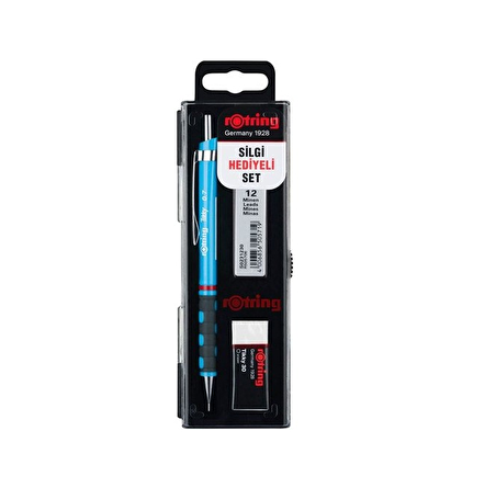 Rotring Tikky Okul Seti 0.7 mm Açık Mavi Versatil Kalem + Silgi + Uç