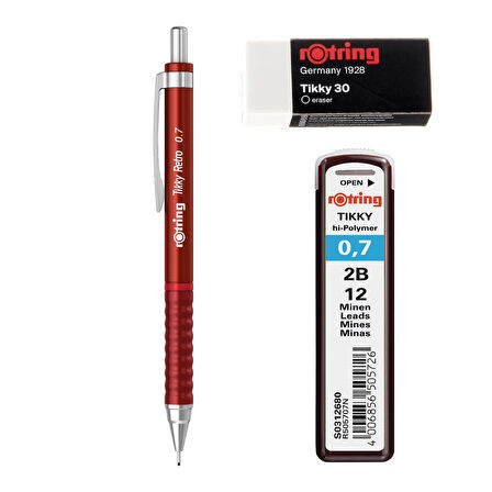 Rotring Retro Versatil Uçlu Kalem Uç-Silgi 3 lü Okul Seti 0.7
