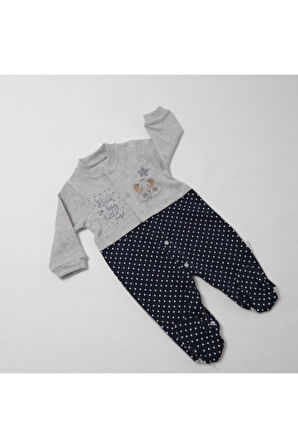 Erkek Bebek Gri Fil Desenli Tulum 3071