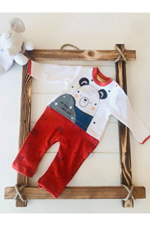 %100 Pamuklu Kiremit Renk Erkek Bebek Penye Tulum