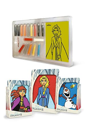 Disney Frozen II Elsa&Anna&Olaf Çerçeveli Kum Boyama Seti-Red Castle TS-06