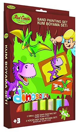 Eğitici ve Eğlenceli Kum Boyama Seti Dinazorlar 2in1-Red Castle DS-204