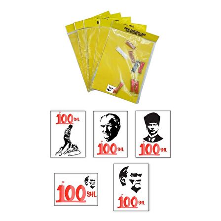 100, Yıl Atatürk Kum Boyama Kartı Seti Jumbo Boy 5 Adet-Red Castle KB-RC-058