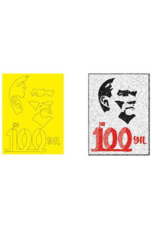 100, Yıl Atatürk Kum Boyama Kartı Seti Jumbo Boy 5 Adet-Red Castle KB-RC-058