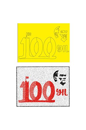 100, Yıl Atatürk Kum Boyama Kartı Seti Jumbo Boy 5 Adet-Red Castle KB-RC-058