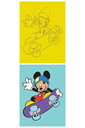 Disney Mickey Mouse, 5 Adet Büyük Boy A4, Erkek Çocuk Kum Boyama Kartı Seti-Red Castle KB-D-050