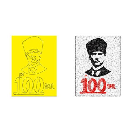 100, Yıl Atatürk Kum Boyama Kartı Seti 10 Adet-Red Castle KB-RC-109