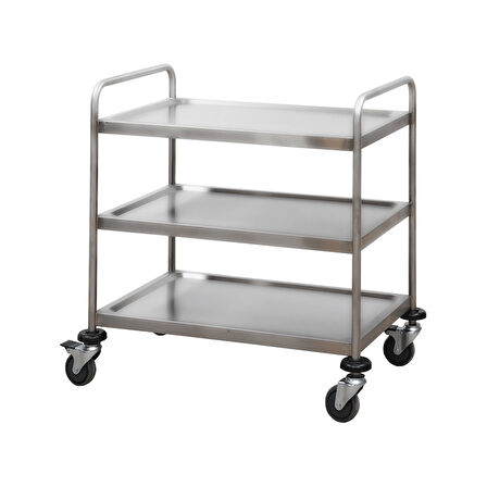 Üç Katlı Paslanmaz Çelik Malzeme Arabası | Endüstriyel Taşıma ve Servis Arabası E-261/A