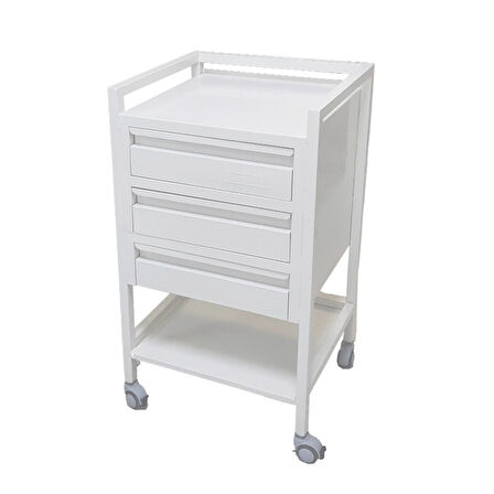 3 Çekmeceli Troyler Araba | Metal Gövde, Antibakteriyel Boyalı, Antistatik Tekerlekli E-232/F