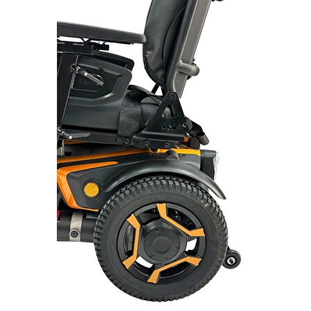 Poylin Fonksiyonel Akülü Tekerlekli Sandalye Turuncu | Ayarlanabilir Oturum Genişliği, 45 Km Menzil, Elektromanyetik Fren P267