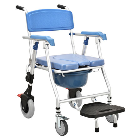 Respirox Banyo Özellikli Seyyar Tuvalet | Katlanabilir Pedallı, Hafif ve Frenli Tasarım RLTS-02