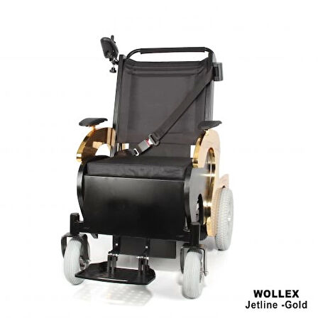 WOLLEX Refakatçi Sürüşlü Akülü Tekerlekli Sandalye | Güçlü Motor ve 250 kg Kapasiteli Jetline Gold
