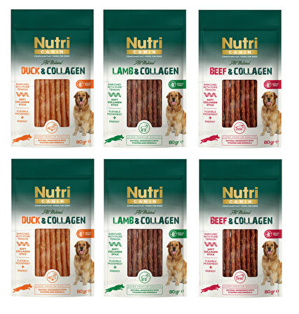 Nutri Canin 3 Çeşit Karma Kolajenli Tahılsız Köpek Et Ödülü 80 Gr. X 6 Adet