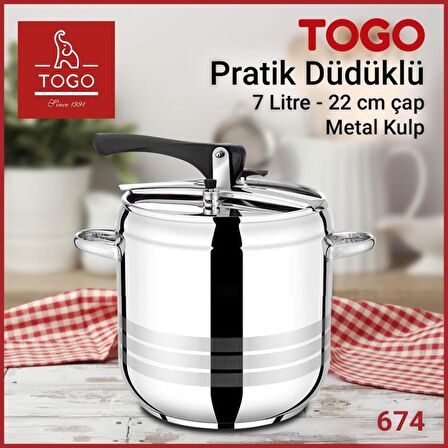 Togo Pratik Düdüklü Tencere 7 Lt TOGO-674