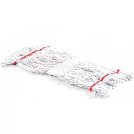 Geniş Yedek Islak Mop Paspas Ucu Başlığı Püskül - Pamuklu - 320 Gram. - 25 Cm. - Beyaz