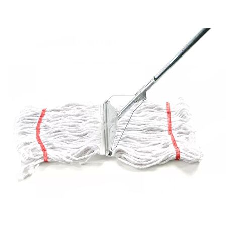 Geniş Yedek Islak Mop Paspas Ucu Başlığı Püskül - Pamuklu - 320 Gram. - 25 Cm. - Beyaz