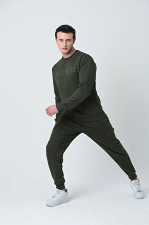 BROTHERS ERKEK KARGO CEPLİ JOGGER PAÇASI LASTİKLİ 2 İPLİK PENYE EŞOFMAN ALTI HAKİ YEŞİLİ