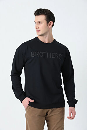 BROTHERS ERKEK OVERSIZE BİSİKLET YAKALI 2 İPLİK PENYE SWEATSHIRT LACİVERT