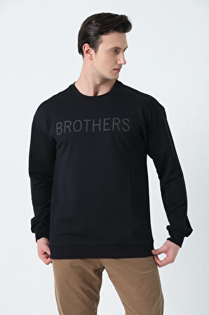 BROTHERS ERKEK OVERSIZE BİSİKLET YAKALI 2 İPLİK PENYE SWEATSHIRT LACİVERT