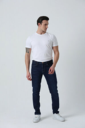 BROTHERS ERKEK COMFORT FIT NORMAL BEL  DÜZ PAÇA 5 CEPLİ ESNEK DENIM KUMAŞ JEAN KOT PANTOLON İNDİGO MAVİ