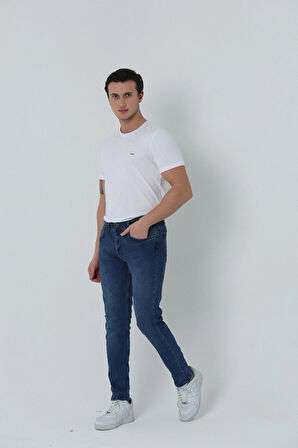 BROTHERS ERKEK SLIM FIT NORMAL BEL DÜZ PAÇA 5 CEPLİ ESNEK DENIM KUMAŞ JEAN KOT PANTOLON MAVİ