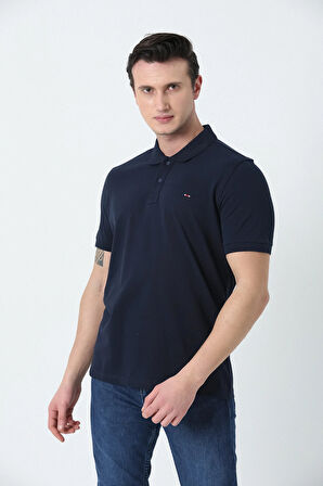 BROTHERS ERKEK POLO YAKA LOGO NAKIŞLI PİKE DOKULU T-SHIRT LACİVERT