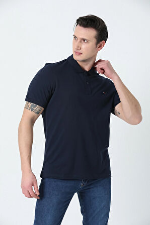 BROTHERS ERKEK POLO YAKA LOGO NAKIŞLI PİKE DOKULU T-SHIRT LACİVERT