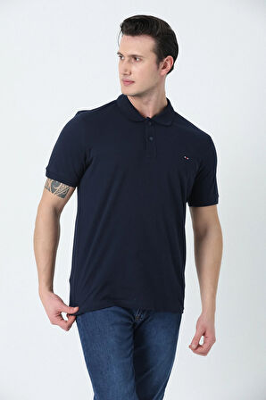 BROTHERS ERKEK POLO YAKA LOGO NAKIŞLI PİKE DOKULU T-SHIRT LACİVERT