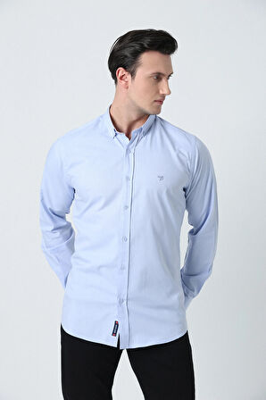 BROTHERS ERKEK TAILORED FIT UZUN KOL OXFORD GÖMLEK AÇIK MAVİ