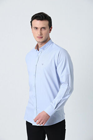 BROTHERS ERKEK TAILORED FIT UZUN KOL OXFORD GÖMLEK AÇIK MAVİ