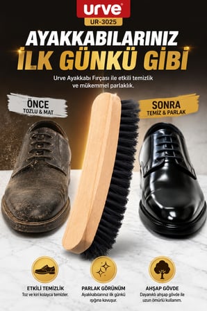 Ahşap Saplı Ayakkabı Fırçası Deri Ayakkabı Temizleme ve Parlatma Fırçası