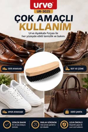 Ahşap Saplı Ayakkabı Fırçası Deri Ayakkabı Temizleme ve Parlatma Fırçası