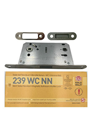 Kale Kilit KALE 239WCNN BANYO WC KAPI KİLİDİ (Neodyum+Neodyum Mıknatıslı) 196mm AYNA NİKEL ( 50mm)