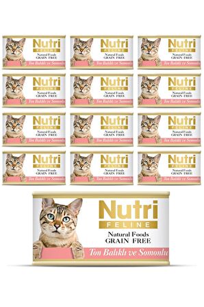 Tahılsız Ton Balıklı Ve Somonlu Konserve Kedi Maması 85 Gr 12 Adet