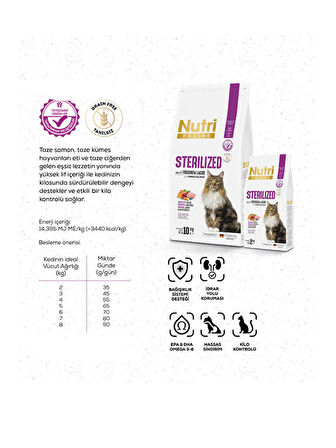Adult Sterilised Kısırlaştırılmış Somonlu Yetişkin Kedi Maması 10 kg