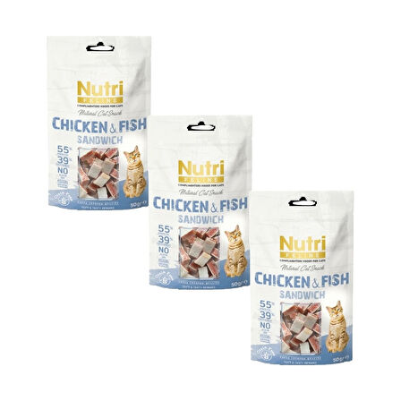 Nutri Feline Chicken&fish Sandwich Kedi Ödülü 50 gr x 3 Adet