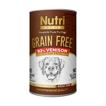 Nutri Canin %92 Geyik Etli  400Gr Tahılsız Yaş Maması 6Adet