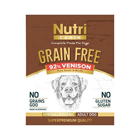 Nutri Canin %92 Geyik Etli  400Gr Tahılsız Yaş Maması 6Adet