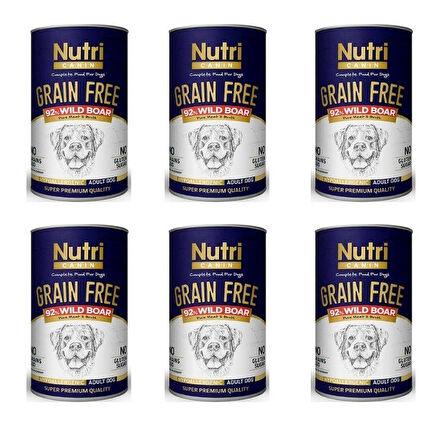 Nutri Canin Tahılsız Yaban Domuzlu Yaş Köpek Maması 400 gr (6 Adet)