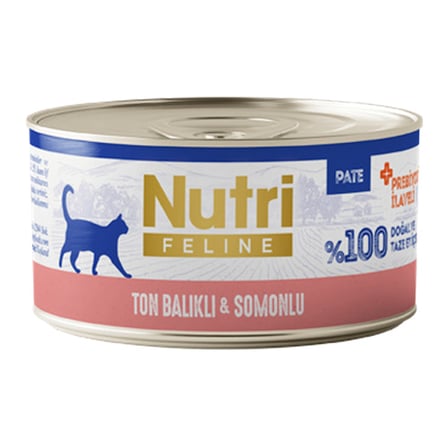Nutri Feline Adult Pate 70Gr Ton Balıklı & Somonlu  6 Adet Yaş Yetişkin Kedi Maması