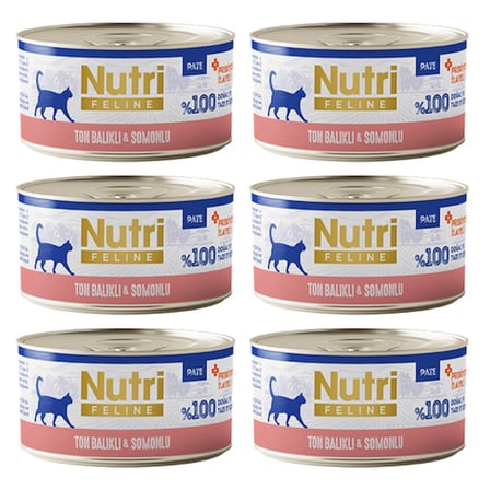 Nutri Feline Adult Pate 70Gr Ton Balıklı & Somonlu  6 Adet Yaş Yetişkin Kedi Maması