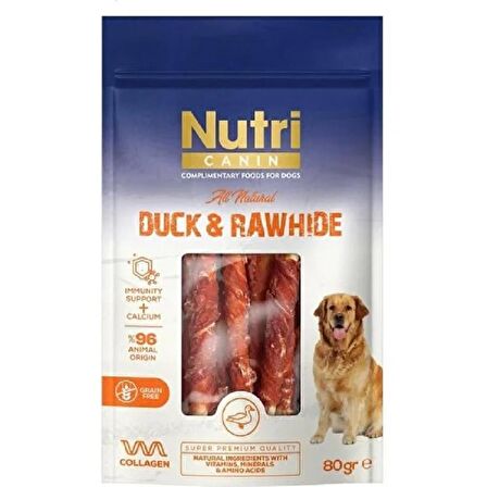 Nutri Canin Rawhide Ördek Eti Sarılı Burgulu Kemik Köpek Ödülü 80 gr