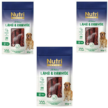 Nutri Canin Rawhide Kuzu Eti Sarılı Kemik Köpek Ödülü 80 Gr x 3 Adet