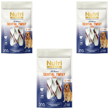 Nutri Canin Dental Twist Ördekli Diş Sağlığı Köpek Ödülü 80 Gr x 3 Adet
