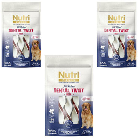 Nutri Canin Dental Twist Biftekli Diş Sağlığı Köpek Ödülü 80 Gr x 3 Adet