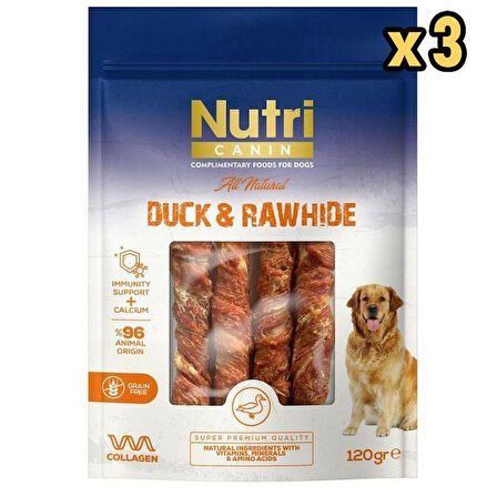 Nutri Canin Rawhide Ördek Eti Sarili Orta/Büyük Irk Köpek Kemik Ödülü 120 Gr x 3 Adet