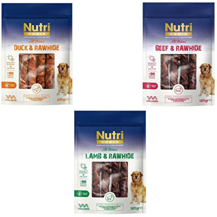 Nutri Canin Rawhide  Orta/Büyük Irk Köpek Kemik Ödülü 120 Gr x 3 Çeşit