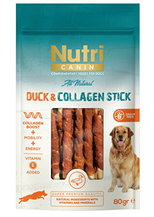 Nutri Canin Ördek Eti Sargılı Kolajen Çubuk Tahılsız Köpek Et Ödülü 80 Gr.