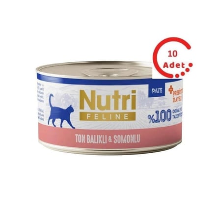 Nutri Feline Ton Balıklı ve Somonlu Tahılsız Kedi Konservesi  70 Gr x 10 Adet
