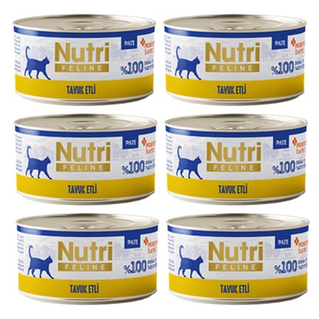 Nutri Feline Adult Pate 70Gr Tavuk Etli 6 Adet Yaş Yetişkin Kedi Maması